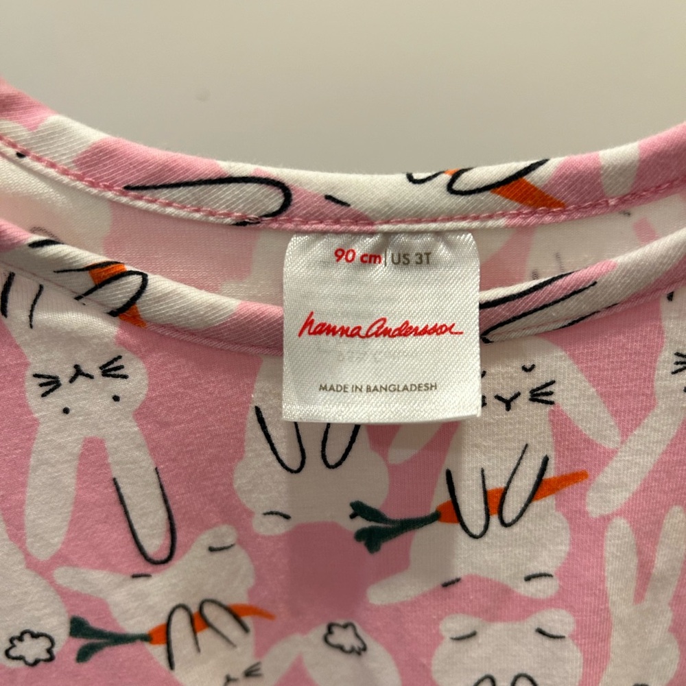 Hanna Andersson Girls Pink Bunny Long Sleeve Twirl Dress 3t - Picture 3 of 5